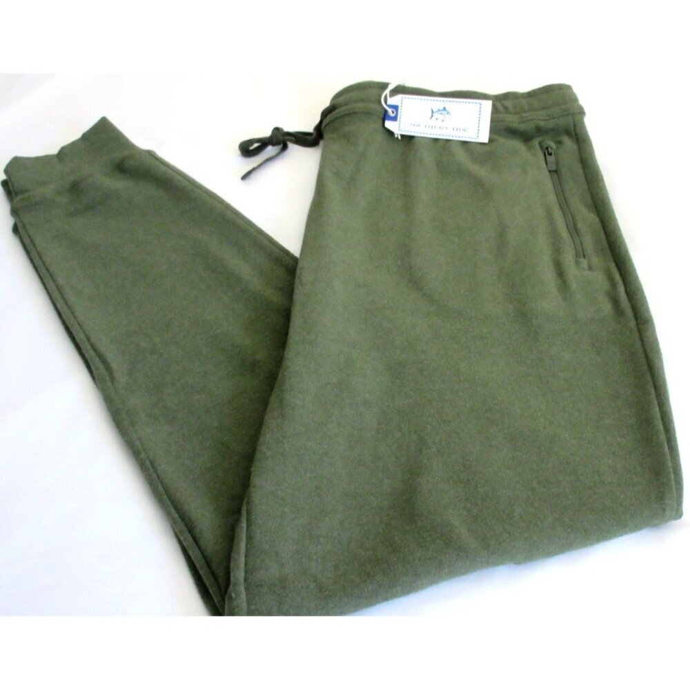 Southern Tide Men's Backrush Heather Hunter Green Fleece Jogger Pants NWT